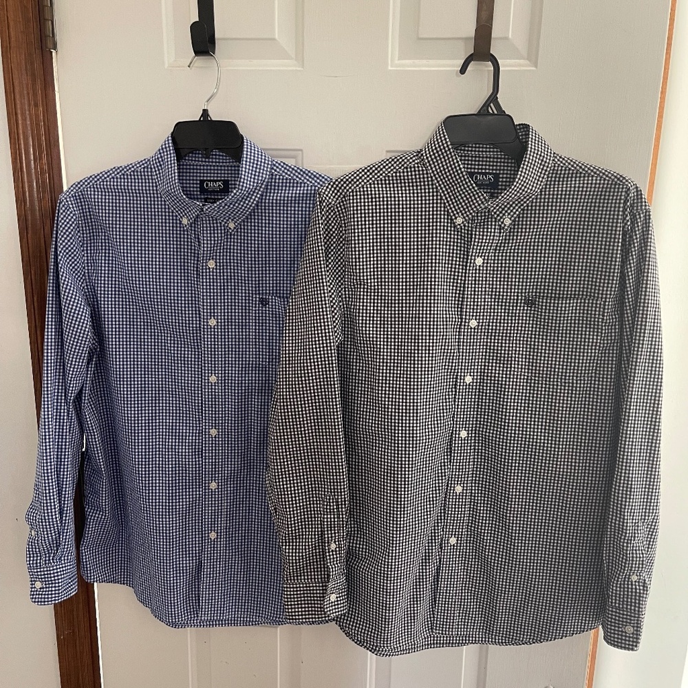 Lot Of 2 CHAPS  Easy Care  Long Sleeve Shirts Men’s XL